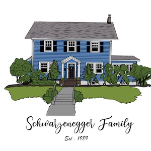 House Portrait Custom Digital Illustration, Personalized Home Artwork Gift, Unique Wall Decor for Family & Friends, Instant Download