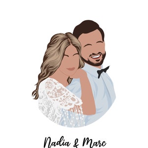 Retrato de pareja personalizado sin rostro: ilustración digital minimalista para bodas y regalos