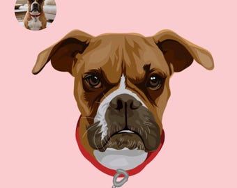 Custom Pet Portrait from Photo Head Only | Personalized Dog & Cat Vector Art | Hand Drawn Digital Pet Memorial Gift