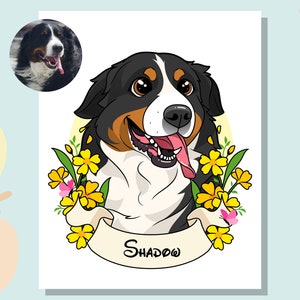 Ritratto digitale personalizzato del tuo animale domestico: illustrazione in stile cartoon personalizzata del tuo cane, gatto o coniglio