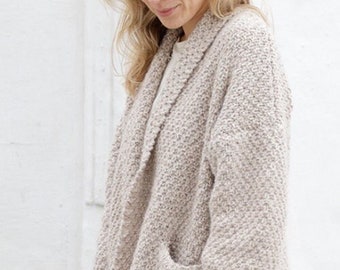 Textured Coatigan Cardigan KNITTING KIT Oat Flakes - All you need to make this everyday jacket using Merino Alpaca Mohair and Silk wool