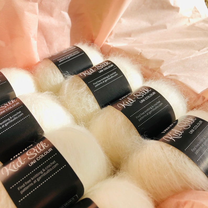 Kid Mohair Silk yarn Gift Box 8 x 25g choose from 48 colours Garnstudio Drops design KID-SILK Luxury glossy fluffy knitting wool bundle image 3