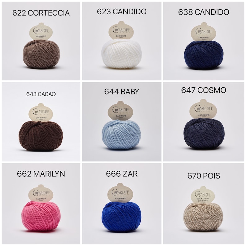 2024 New Shades Cardiff Cashmere yarn dk Classic 100% made in Italy ethical sustainable luxury knitting crochet wool image 5