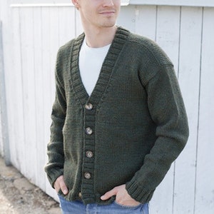 Men's V-neck Cardigan KNITTING KIT City Ranger - Superfine Alpaca + Peruvian Highland Wool! Everything you need to make this everyday jacket