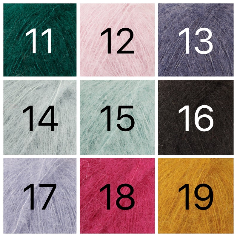 Brushed Alpaca silk yarn Gift Box 10 x 25g, 25 colours, Garnstudio DROPS Design 67% baby alpaca 23 mulberry silk fluffy knitting wool bundle image 5