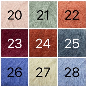 Brushed Alpaca silk yarn Gift Box 10 x 25g, 25 colours, Garnstudio DROPS Design 67% baby alpaca 23 mulberry silk fluffy knitting wool bundle image 6