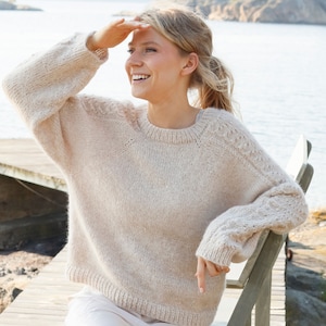 Lace Sleeve Sweater KNITTING KIT Bronze Summer - Everything you need to make this cable jumper using Super soft baby alpaca blown yarn!