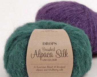 Brushed Alpaca silk yarn! Garnstudio DROPS Design Brushed Alpaca silk 67% baby alpaca 23 mulberry silk fluffy knitting wool - 25 grams
