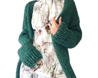 Slouchy Long Cardigan KNITTING KIT - Beginner Friendly Knitter's Gift -18 colours - Baby Alpaca + Extra fine merino luxury yarn