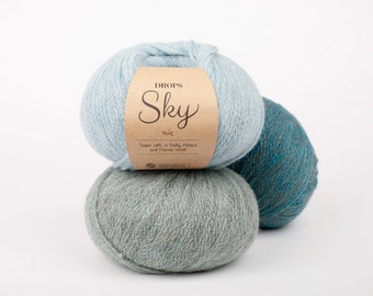 Baby alpaca DK yarn Garnstudio Drops Design SKY Baby Alpaca Extra fine merino Light Weight chain construction knitting wool