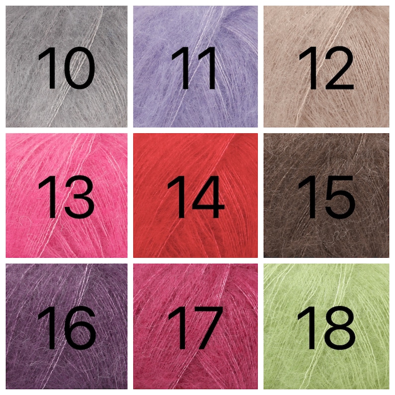 Kid Mohair Silk yarn Gift Box 8 x 25g choose from 48 colours Garnstudio Drops design KID-SILK Luxury glossy fluffy knitting wool bundle image 6