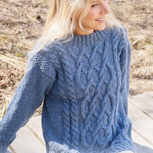 Merino Wool Alpaca tweed Jumper Sweater Knitting Kit: Blue Diamond