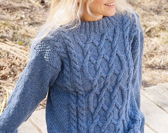 Matching Sweater KNITTING KIT Blue Diamond - All you need to make this everyday jumper using Super soft Extra Fine Merino wool, Alpaca