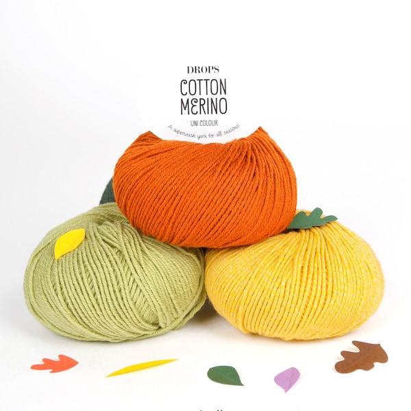 Cotton Merino DK yarn - Garnstudio DROPS design Double Knitting wool 50% Extra Fine Merino wool 50 Egyptian Cotton 50g