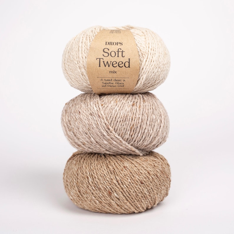 New Soft Tweed yarn Garnstudio DROPS design DK Knitting wool Extra Fine Merino wool Alpaca 50g zdjęcie 2