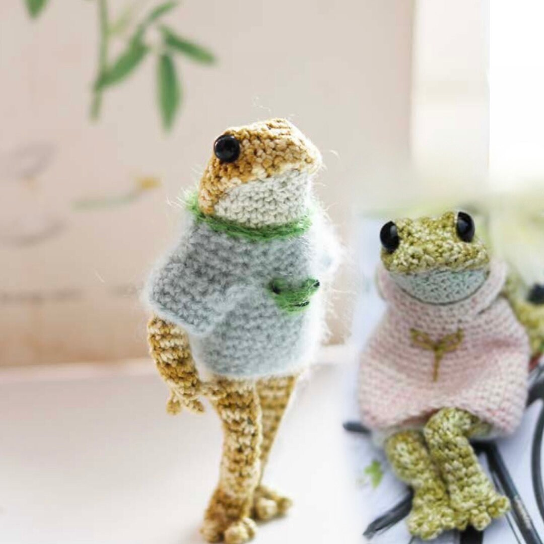 Little Toad Wardrobe CROCHET Pack - Official collaboration Dot Pebbles Knits - All the yarn of highest quality to make Frogs outfit DIY Kit