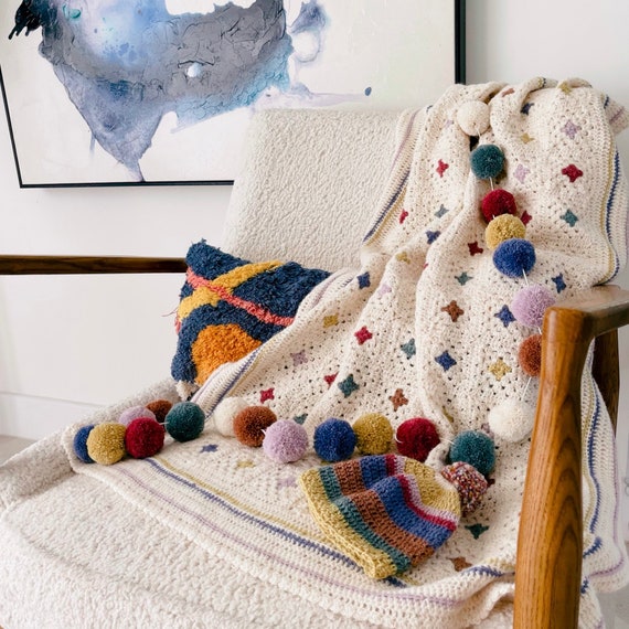 One Big Granny Square Pillow Using Blue Sky Fibers Organic Cotton