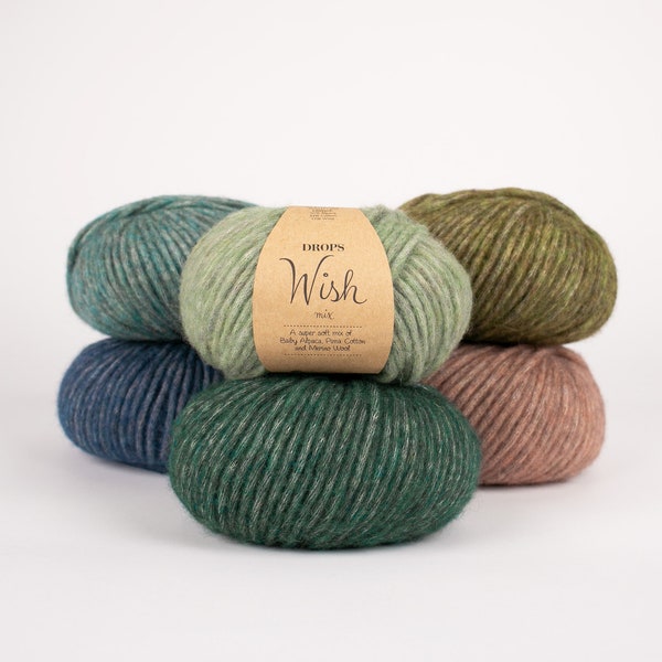 NEW Chunky blow yarn! DROPS Design WISH - 50% Baby Alpaca 33 pima cotton 17 Extra fine merino Light Weight knitting wool