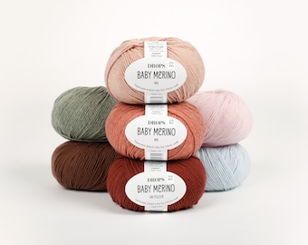 Filato Baby Merino 4 capi di lana Garnstudio DROPS Baby Merino - 100% pura lana merino extra fine lavorata a maglia all'uncinetto 50 colori 50g