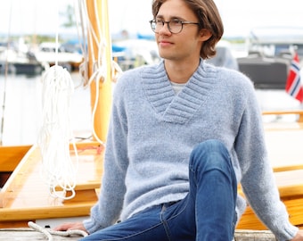 Men's Sweater KNITTING KIT Blue Haze - Everything you need to make this cosy matching jumper using Super soft baby alpaca yarn! His and Hers