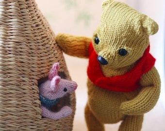 Winnie the Pooh and Piglet KNITTING KIT - Knit Little Bear Pig best friends gift DIY Kit - Claire Garland Dot Pebbles Knits Collaboration