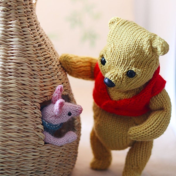 Winnie the Pooh and Piglet KNITTING KIT - Knit Little Bear Pig best friends gift DIY Kit - Claire Garland Dot Pebbles Knits Collaboration