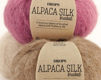 Brushed Alpaca silk yarn! Garnstudio DROPS Design Brushed Alpaca silk 67% baby alpaca 23 mulberry silk fluffy knitting wool - 25 grams