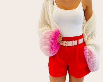 Cardigan in mohair spesso sfumato - MODELLO A MAGLIA - Adatto ai principianti (modello PDF)