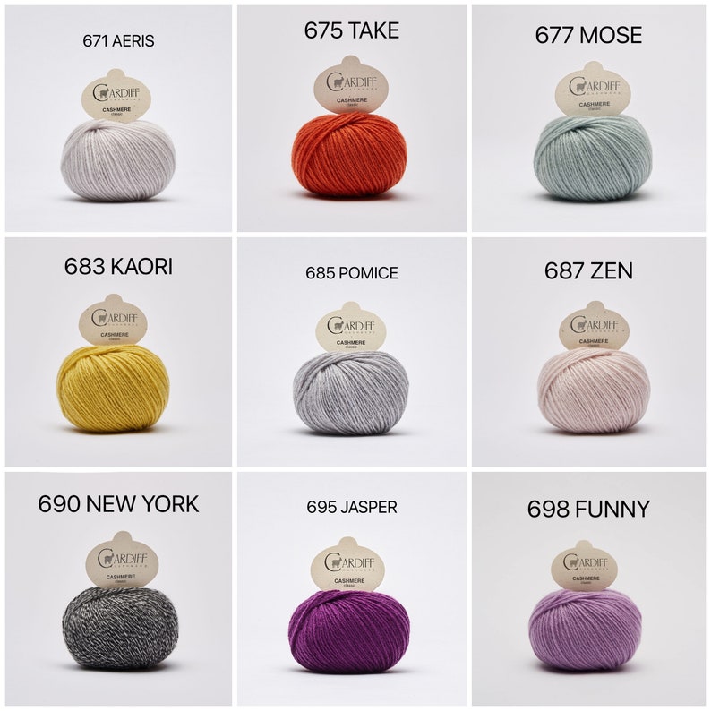 2024 New Shades Cardiff Cashmere yarn dk Classic 100% made in Italy ethical sustainable luxury knitting crochet wool image 6