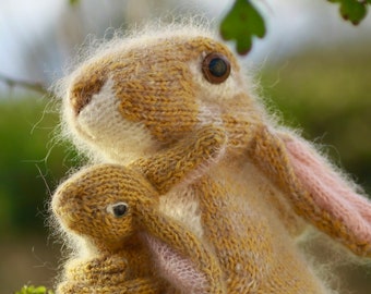 Bunny Rabbit KNITTING KIT Moon Hares - Guess How Much I Love You Gift - Claire Garland Dot Pebbles Knits Collaboration