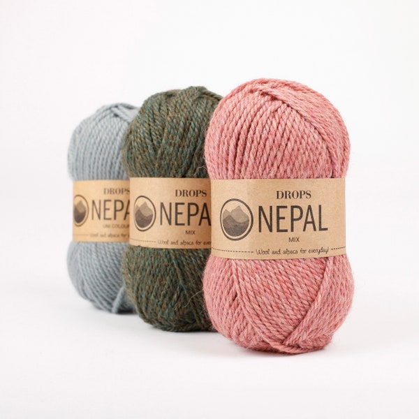 ¡Alpaca superfina + lana de las tierras altas del Perú! DROPS Nepal - Hilo para tejer perfecto para todos los días - 50 gramos - 10 capas/aran/peinado