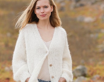 Fluffy Cardigan KNITTING KIT Spring Fuzz Jacket - Super soft Alpaca + Merino yarn! All you need in one kit to make this cosy cardigan