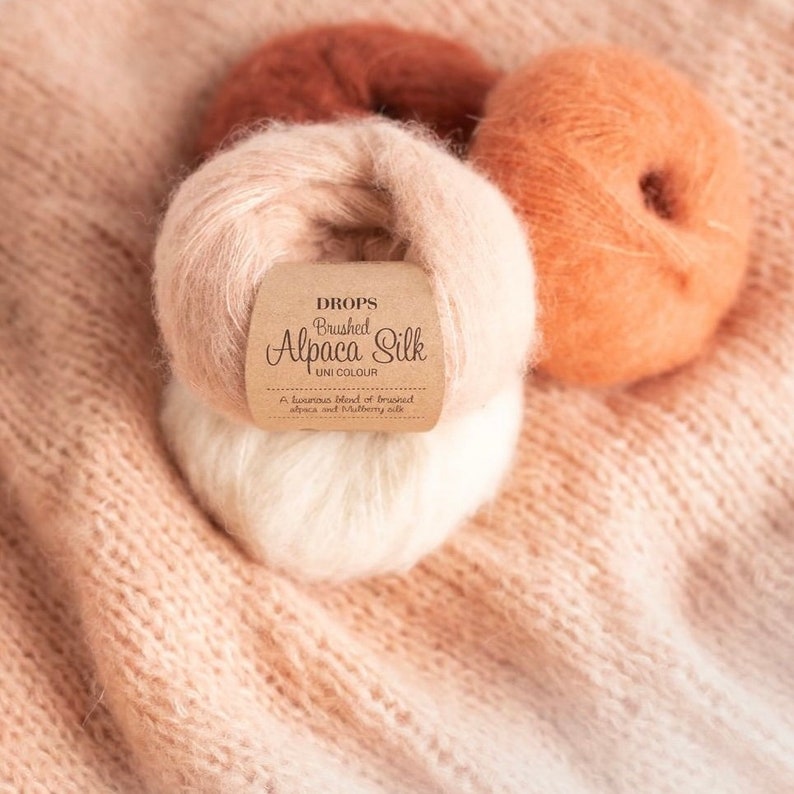 Fluffy Alpaca Silk yarn Garnstudio DROPS Design Brushed Alpaca silk baby alpaca mulberry silk baby prop itch free knitting wool 25g image 2