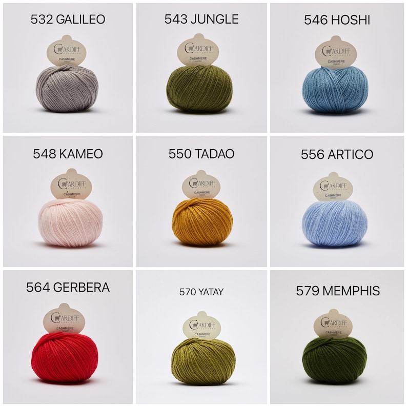 2024 New Shades Cardiff Cashmere yarn dk Classic 100% made in Italy ethical sustainable luxury knitting crochet wool image 3