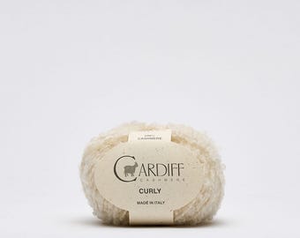 Italian Pure Cashmere Boucle Yarn – Sustainable Undyed Chunky Wool Cardiff Cashmere CURLY
