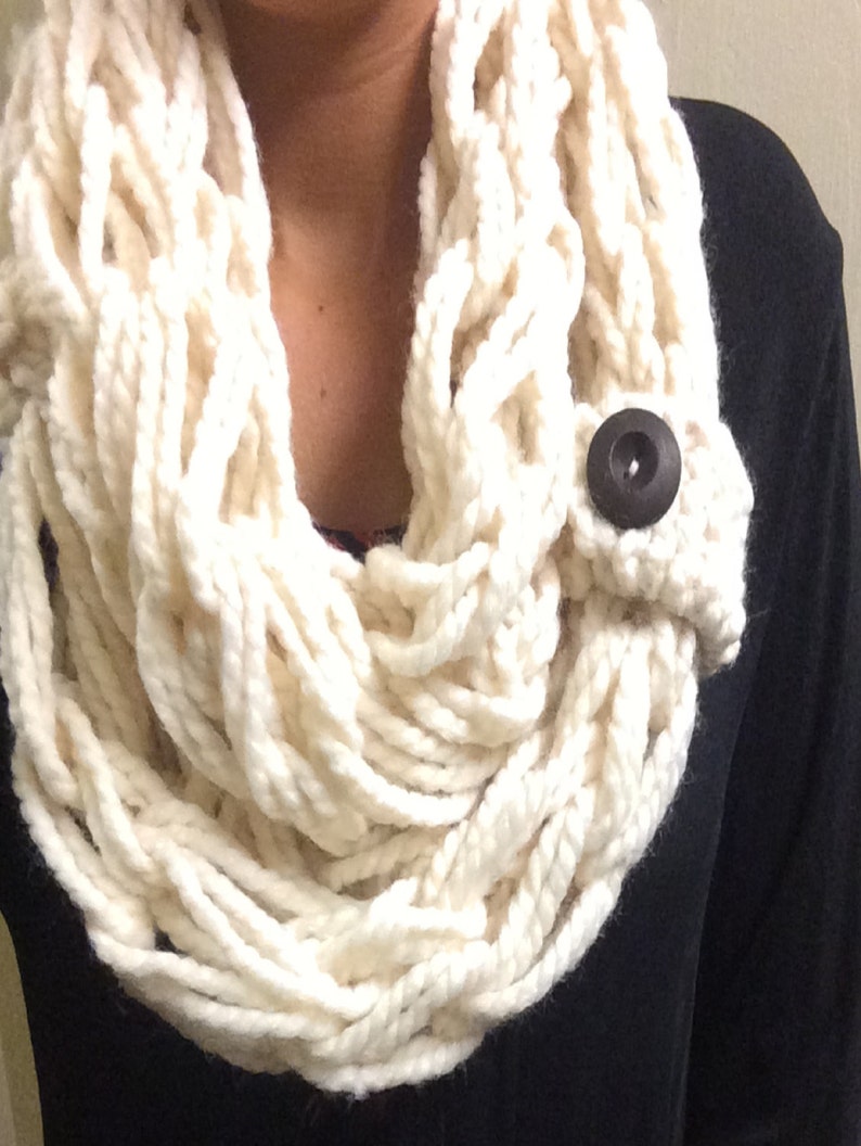 Chunky Arm Knit Trendy Scarf with Accent Button Etsy