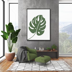 Monstera Leaf Wall Art Print|Printable Art|Monstera Decor|Monstera Leaf Print|Tropical Plant Print|Printable Wall Art|Printable Art Poster|