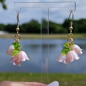 Pink Lily of the Valley Dangle Earrings