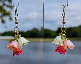 Fire Lily of the Valley Dangle Earrings