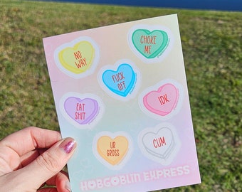 Anti Valentine Candy Heart Vinyl Sticker Sheet