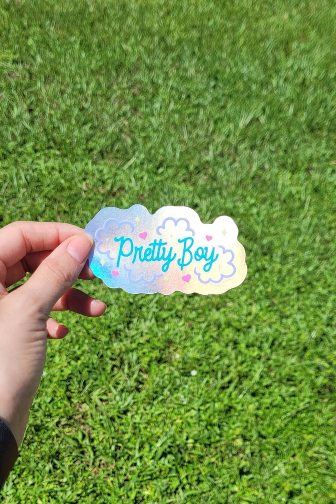 Pretty Boy Holographic Shimmer Vinyl Sticker Etsy