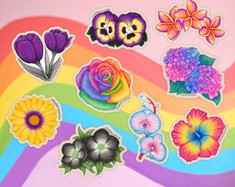 LGBTQIA+ Pride Flower Matte Vinyl Sticker | Lesbian, Gay, Bisexual, Transgender, Non-binary, Pansexual, Intersex, Asexual