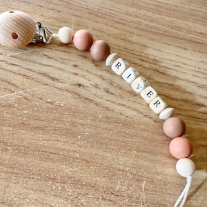 Personalised Neutral Earth Tones Dummy Clip Pacifier clip Silicone