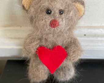 Gift dog or cat hair SMALL Teddy bear with a heart or in a sweater! Dog lover keepsake, cat lover keepsake!