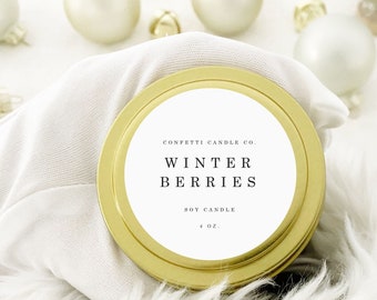 Winter Berries Soy Candle, Small 4 oz Gold Tin