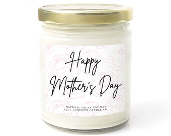 Happy Mothers Day Gift - Peony Scented Candle - Personalized Note