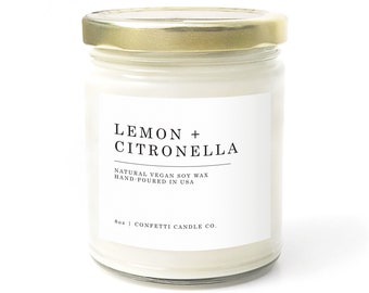 Lemon + Citronella Soy Candle, Repel Mosquitoes