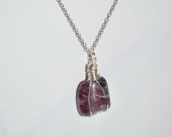 Pink Tourmaline Necklace, Tourmaline Necklace, Wire Wrapped Pink Tourmaline Necklace, Heart Chakra Healing Necklace