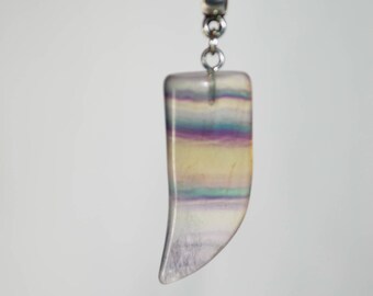 Fluorite Pendant, Fluorite Claw Shape Pendant,  Healing Crystal Pendant, Gift Under 15 Dollars