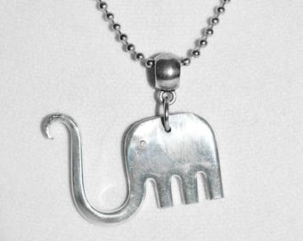 Silver Plate Fork Elephant Necklace, Elephant Necklace,  Silver Elephant Pendant Necklace